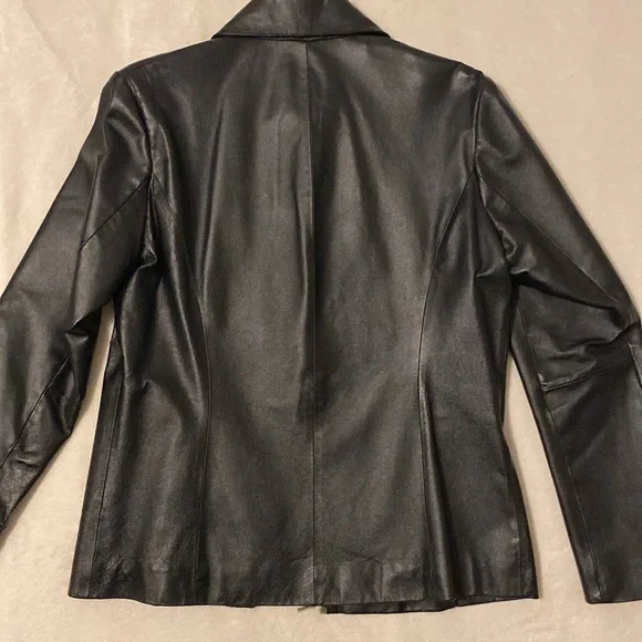 Women’s Wilson Black Leather Zip Up Jacket. EUC Sz. M - Picture 10 of 13